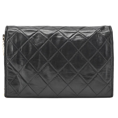 CHANEL Shoulder Bag Matelasse Coco Mark Push Lock 6-Strand Chain Shoulder Black Gold-Tone Hardware, Pre-Owned