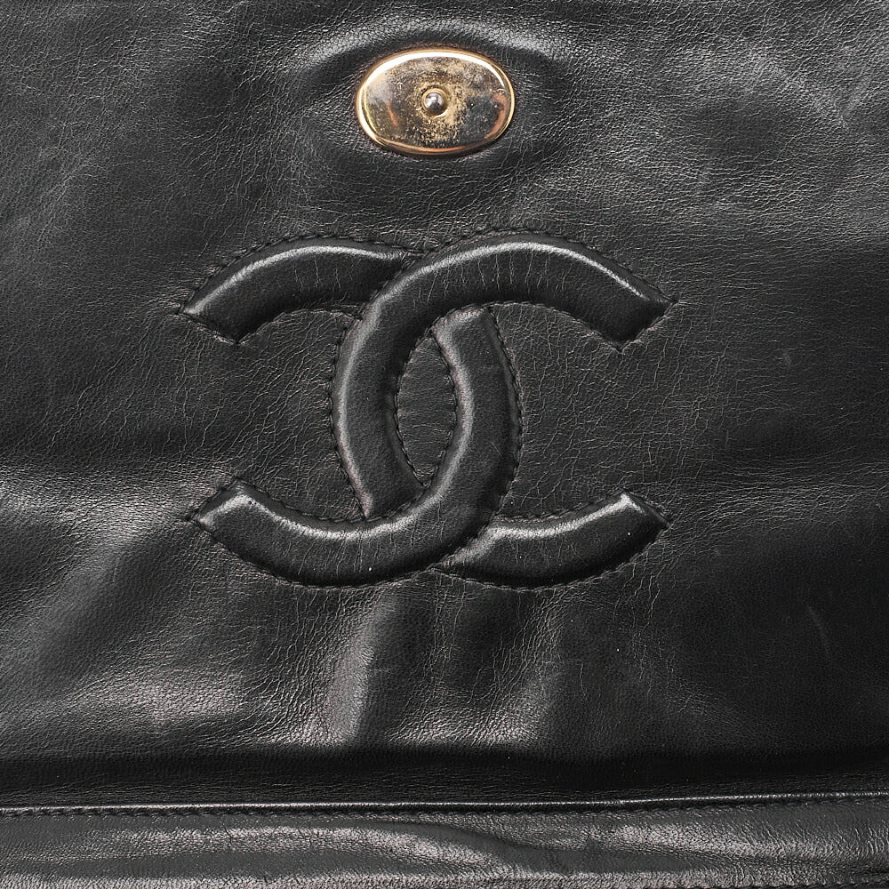 CHANEL Shoulder Bag Matelasse Coco Mark Push Lock 6-Strand Chain Shoulder Black Gold-Tone Hardware, Pre-Owned