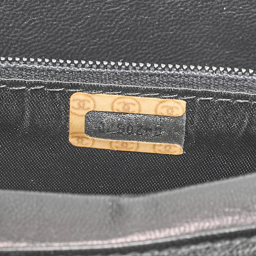 CHANEL Shoulder Bag Matelasse Coco Mark Push Lock 6-Strand Chain Shoulder Black Gold-Tone Hardware, Pre-Owned