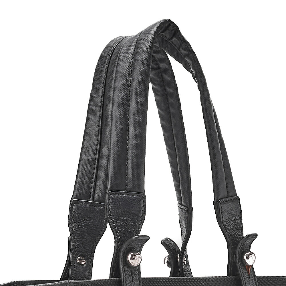 CHANEL Tote Bag Coated Canvas Paris Ritz PM Coco Charm Black Silver-Tone Hardware, Pre-Owned