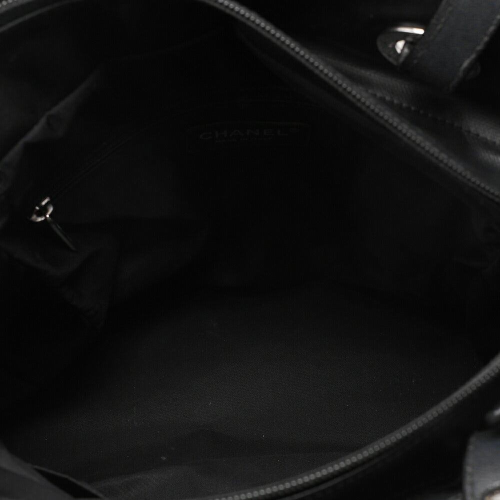 CHANEL Tote Bag Coated Canvas Paris Ritz PM Coco Charm Black Silver-Tone Hardware, Pre-Owned