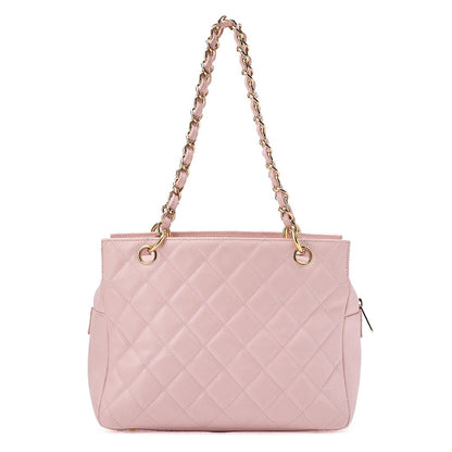 CHANEL Tote Bag Matelasse Caviar Skin Pink Double Chain Shoulder PTT Gold-Tone Hardware, Pre-Owned
