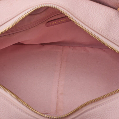 CHANEL Tote Bag Matelasse Caviar Skin Pink Double Chain Shoulder PTT Gold-Tone Hardware, Pre-Owned