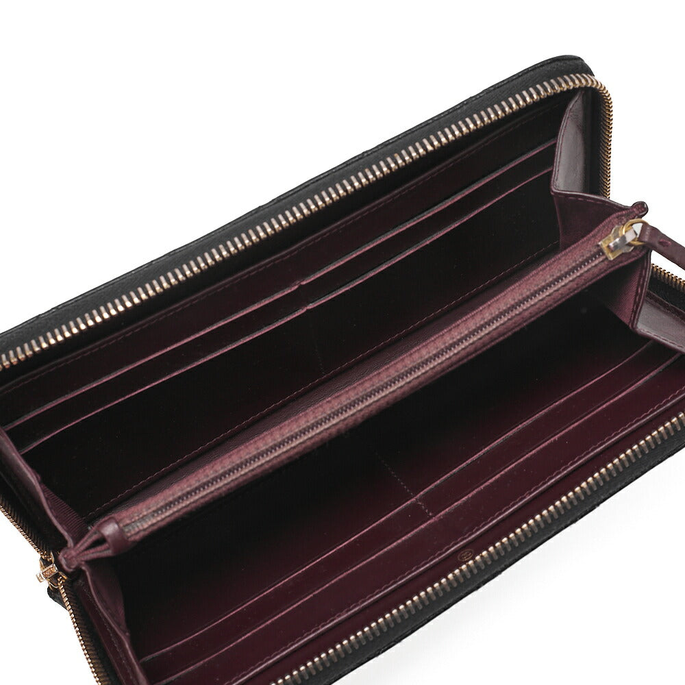 CHANEL Matelasse Round Long Wallet Caviar Skin Black Gold-Tone Hardware, Pre-Owned