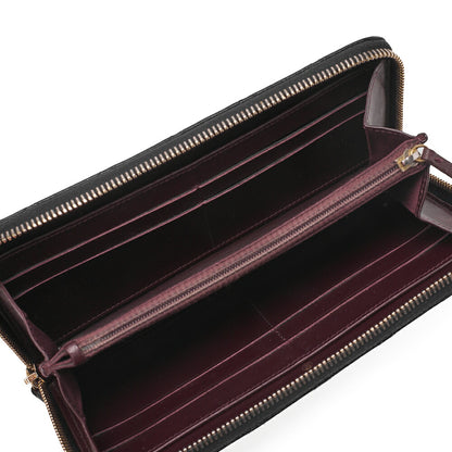 CHANEL Matelasse Round Long Wallet Caviar Skin Black Gold-Tone Hardware, Pre-Owned