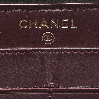 CHANEL Matelasse Round Long Wallet Caviar Skin Black Gold-Tone Hardware, Pre-Owned