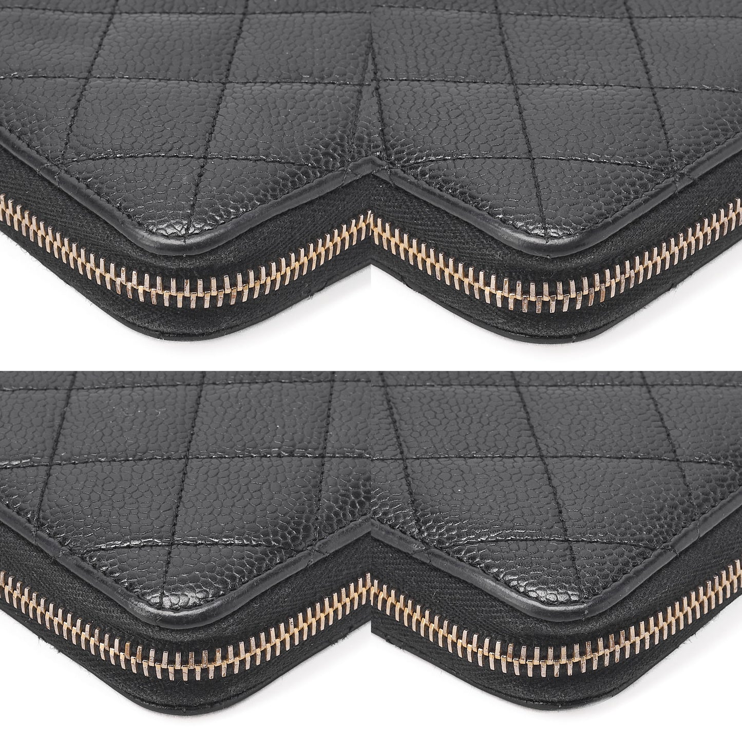 CHANEL Matelasse Round Long Wallet Caviar Skin Black Gold-Tone Hardware, Pre-Owned