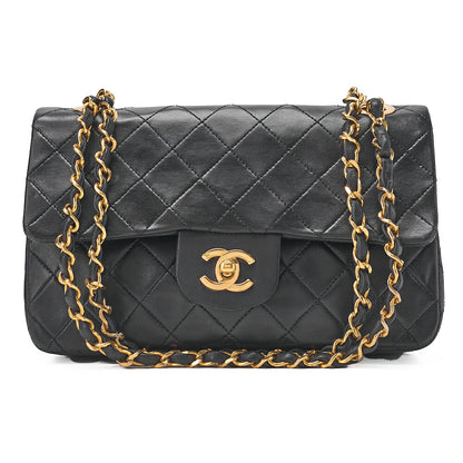 CHANEL Chain Shoulder Bag Matelasse 23cm Double Flap Lambskin Navy Gold-Tone Hardware, Pre-Owned