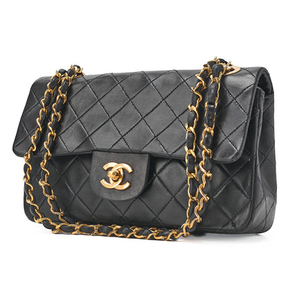 CHANEL Chain Shoulder Bag Matelasse 23cm Double Flap Lambskin Navy Gold-Tone Hardware, Pre-Owned