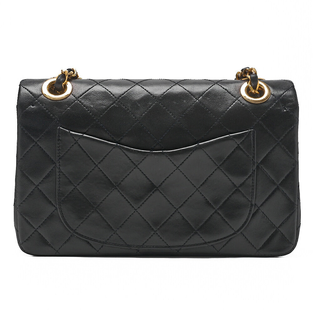 CHANEL Chain Shoulder Bag Matelasse 23cm Double Flap Lambskin Navy Gold-Tone Hardware, Pre-Owned