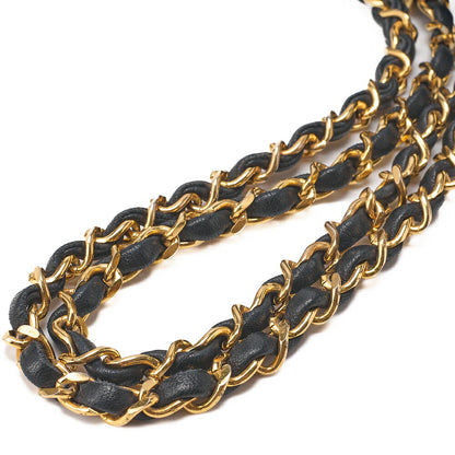 CHANEL Chain Shoulder Bag Matelasse 23cm Double Flap Lambskin Navy Gold-Tone Hardware, Pre-Owned