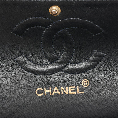 CHANEL Chain Shoulder Bag Matelasse 23cm Double Flap Lambskin Navy Gold-Tone Hardware, Pre-Owned