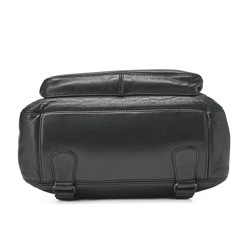 CHANEL Coco Mark Tortoiseshell Plate Backpack Lambskin Black Silver-Tone Hardware, Pre-Owned