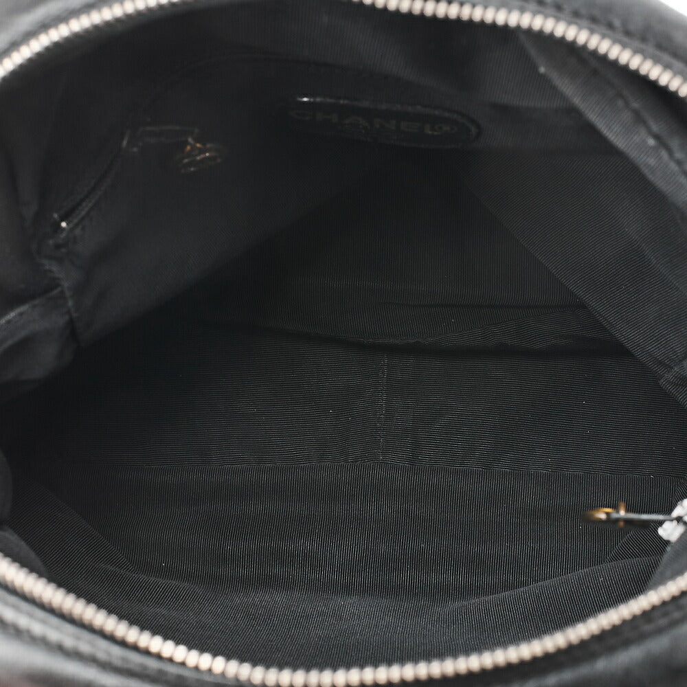 CHANEL Coco Mark Tortoiseshell Plate Backpack Lambskin Black Silver-Tone Hardware, Pre-Owned