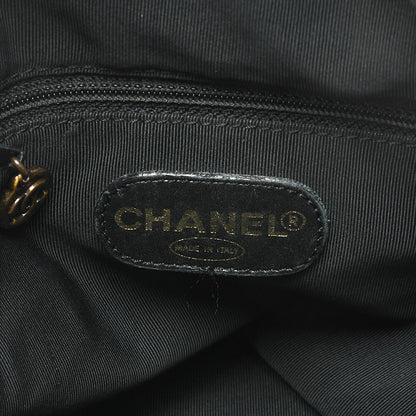 CHANEL Coco Mark Tortoiseshell Plate Backpack Lambskin Black Silver-Tone Hardware, Pre-Owned