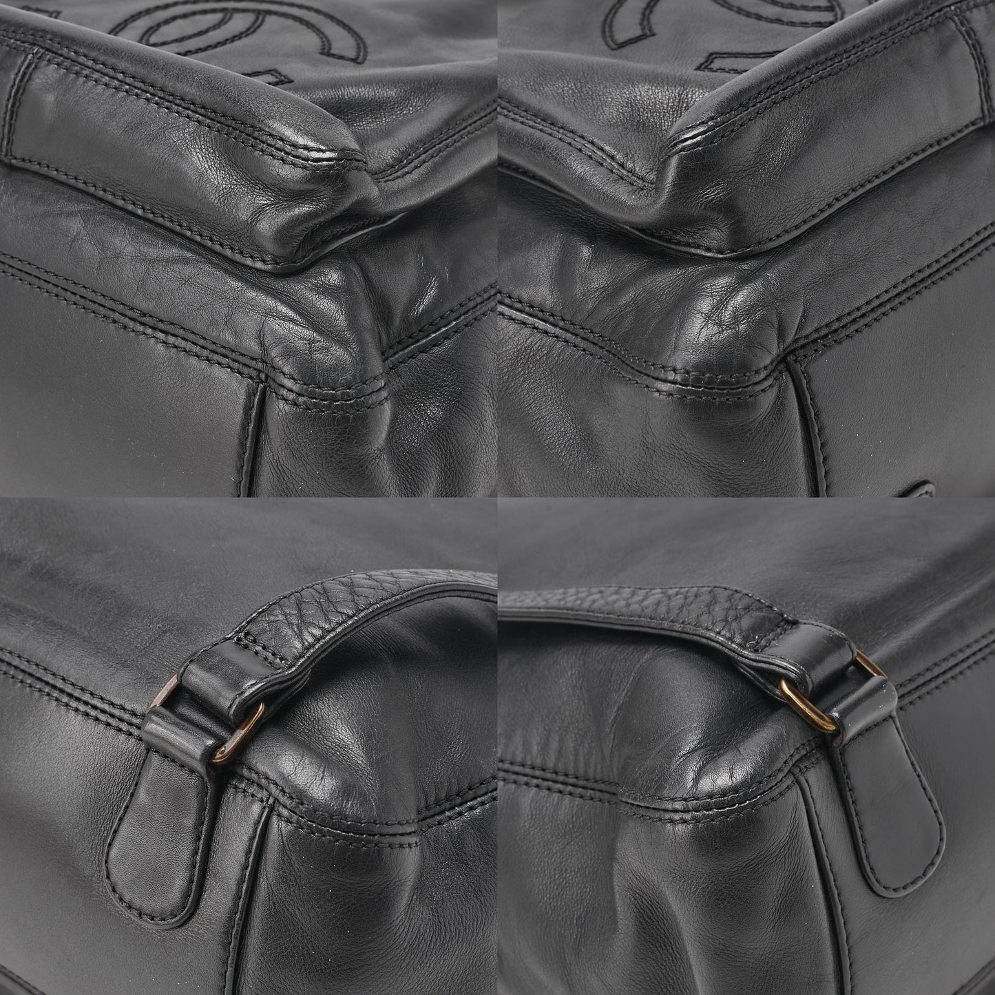 CHANEL Coco Mark Tortoiseshell Plate Backpack Lambskin Black Silver-Tone Hardware, Pre-Owned