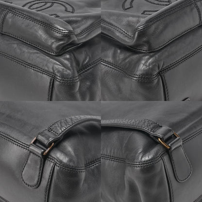 CHANEL Coco Mark Tortoiseshell Plate Backpack Lambskin Black Silver-Tone Hardware, Pre-Owned