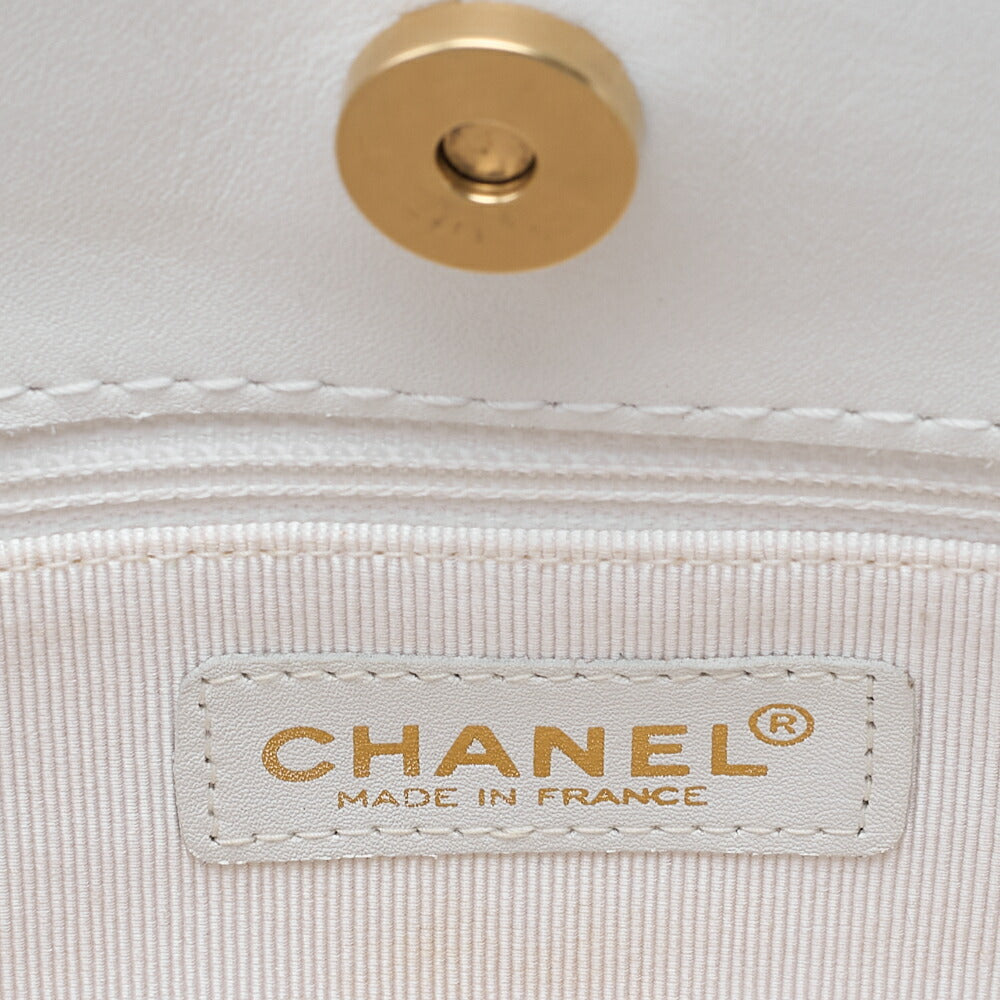 CHANEL Matelasse Wild Stitch Chain Tote Bag Calf White Gold-Tone Hardware, Pre-Owned