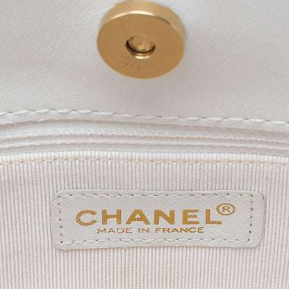 CHANEL Matelasse Wild Stitch Chain Tote Bag Calf White Gold-Tone Hardware, Pre-Owned