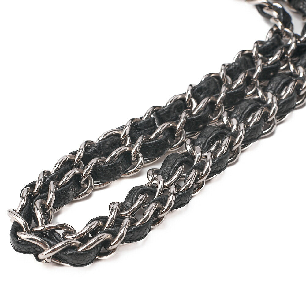 CHANEL Caviar Skin Deca Mattasse 33cm Single Flap Chain Shoulder Bag Black Silver-Tone Hardware, Pre-Owned