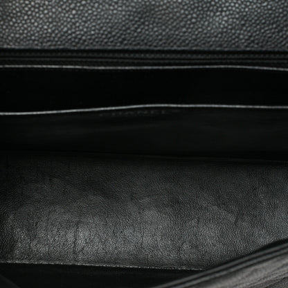 CHANEL Caviar Skin Deca Mattasse 33cm Single Flap Chain Shoulder Bag Black Silver-Tone Hardware, Pre-Owned