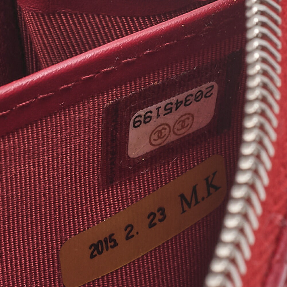 CHANEL Matrasse Round Long Wallet Caviar Skin Red Silver-Tone Hardware, Pre-Owned