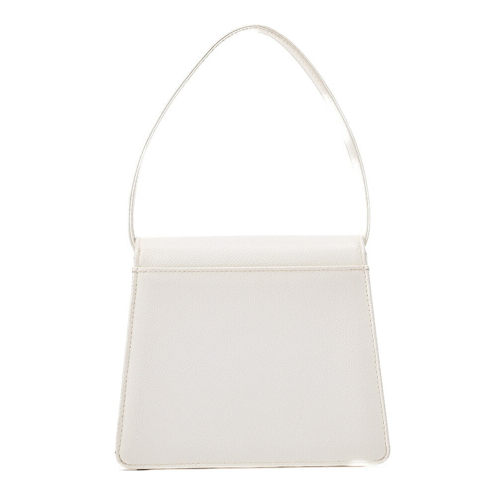 CHANEL Caviar Skin Single Turnlock One Shoulder White Black-Tone Hardware, Pre-Owned