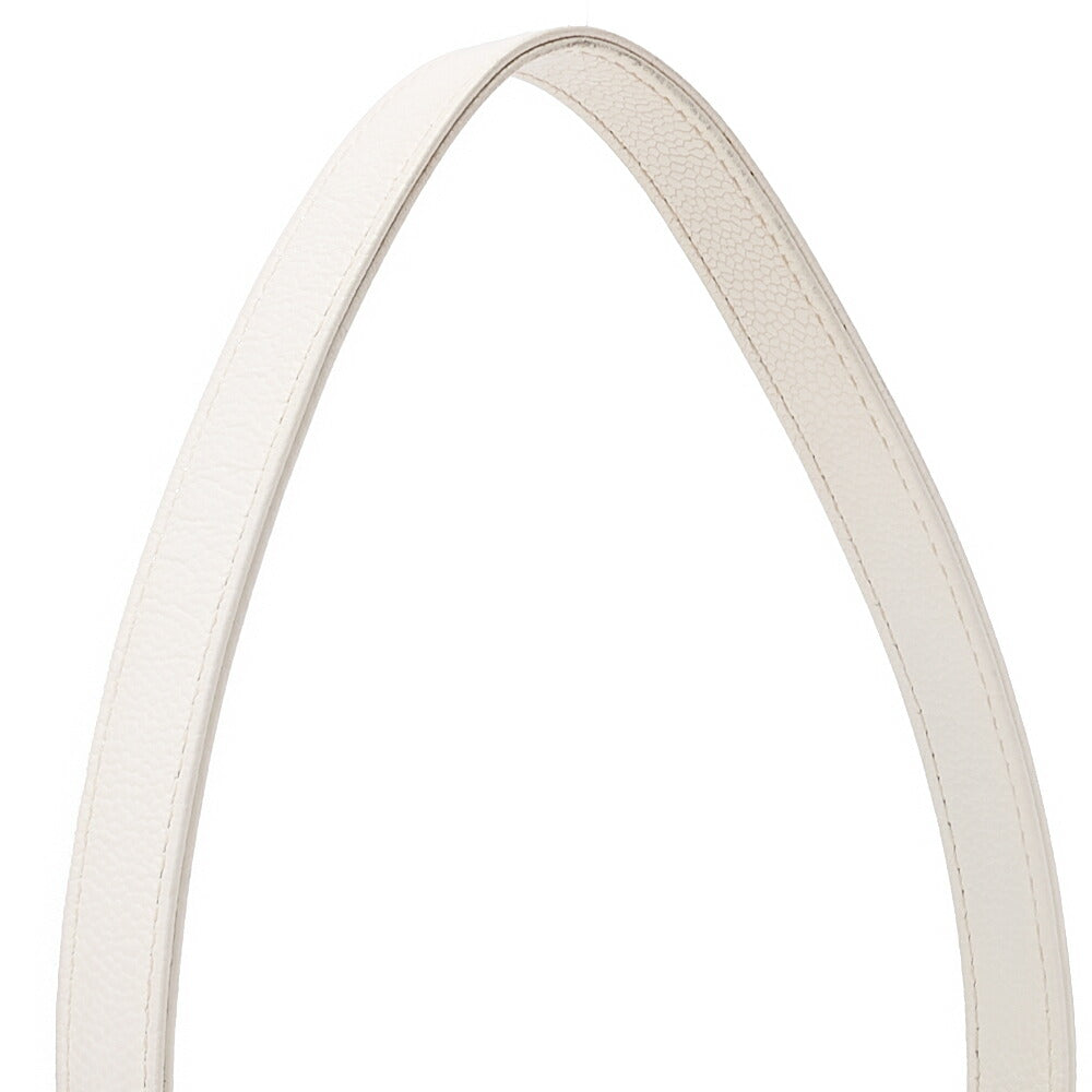 CHANEL Caviar Skin Single Turnlock One Shoulder White Black-Tone Hardware, Pre-Owned