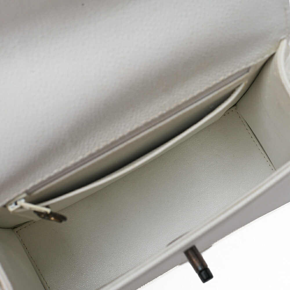 CHANEL Caviar Skin Single Turnlock One Shoulder White Black-Tone Hardware, Pre-Owned