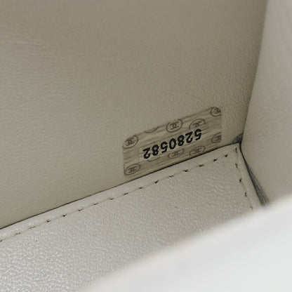 CHANEL Caviar Skin Single Turnlock One Shoulder White Black-Tone Hardware, Pre-Owned