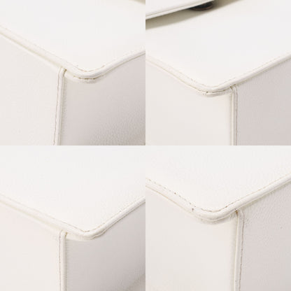 CHANEL Caviar Skin Single Turnlock One Shoulder White Black-Tone Hardware, Pre-Owned