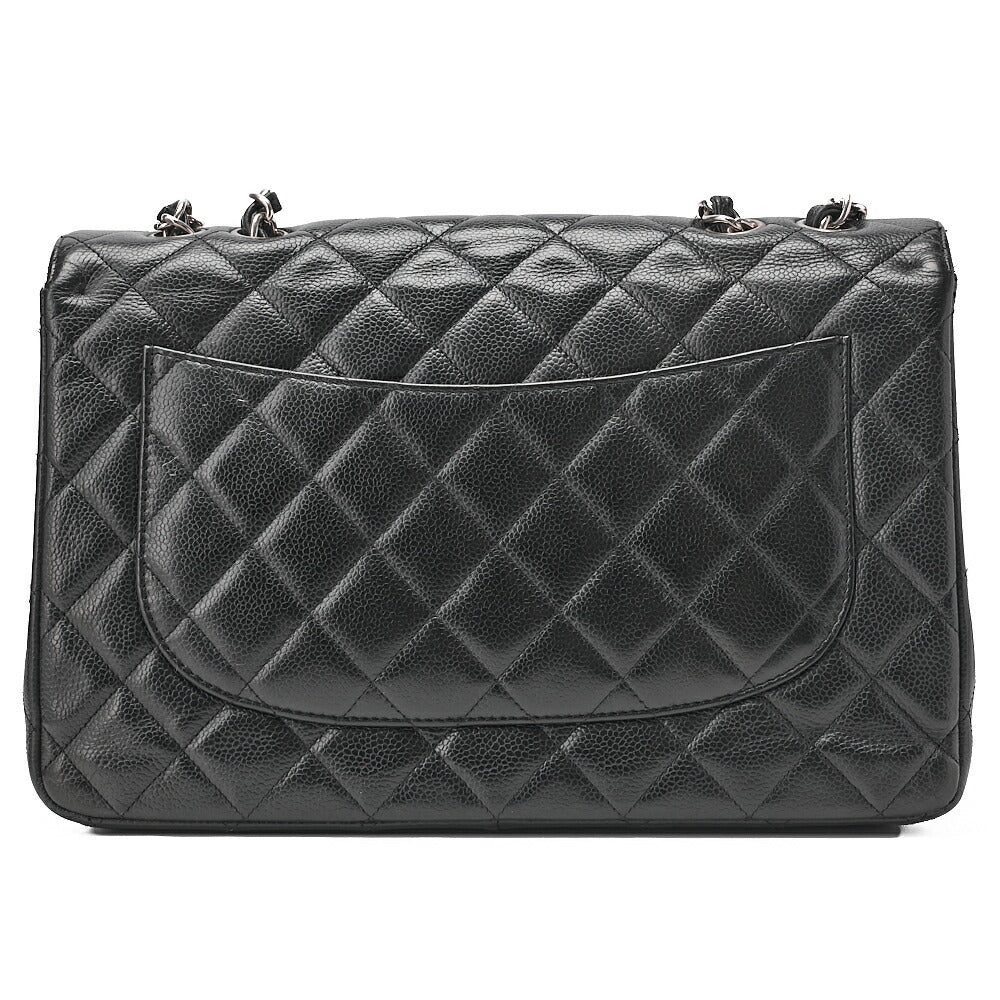 CHANEL Caviar Skin Deca Matassse 29cm Single Flap Chain Shoulder Bag Black Silver-Tone Hardware, Pre-Owned