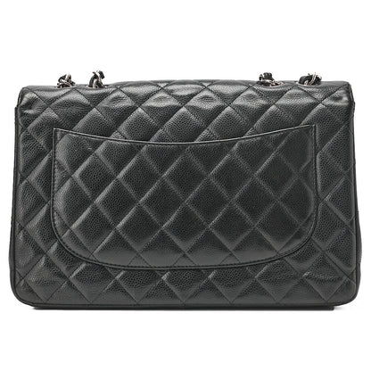 CHANEL Caviar Skin Deca Matassse 29cm Single Flap Chain Shoulder Bag Black Silver-Tone Hardware, Pre-Owned