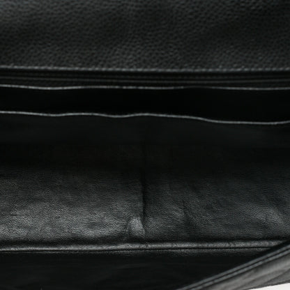 CHANEL Caviar Skin Deca Matassse 29cm Single Flap Chain Shoulder Bag Black Silver-Tone Hardware, Pre-Owned