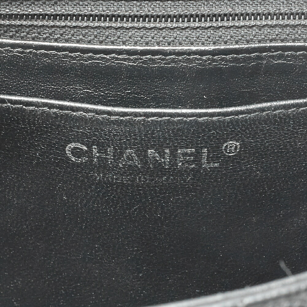 CHANEL Caviar Skin Deca Matassse 29cm Single Flap Chain Shoulder Bag Black Silver-Tone Hardware, Pre-Owned