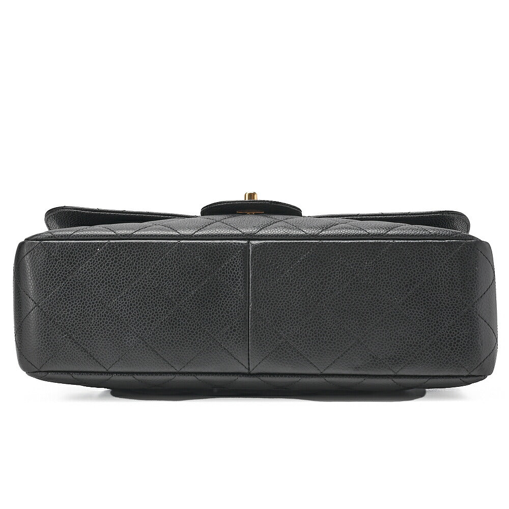 CHANEL Caviar Skin Deca Matasse 30cm Single Flap Chain Shoulder Bag Black Gold-Tone Hardware, Pre-Owned