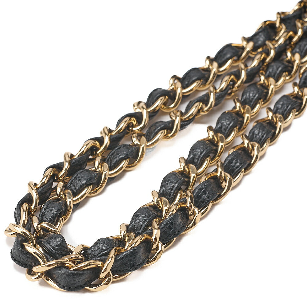 CHANEL Caviar Skin Deca Matasse 30cm Single Flap Chain Shoulder Bag Black Gold-Tone Hardware, Pre-Owned