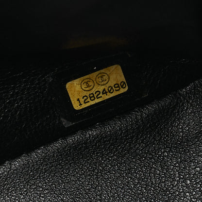 CHANEL Caviar Skin Deca Matasse 30cm Single Flap Chain Shoulder Bag Black Gold-Tone Hardware, Pre-Owned