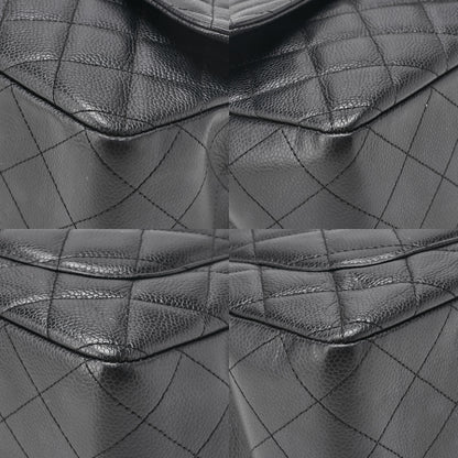 CHANEL Caviar Skin Deca Matasse 30cm Single Flap Chain Shoulder Bag Black Gold-Tone Hardware, Pre-Owned