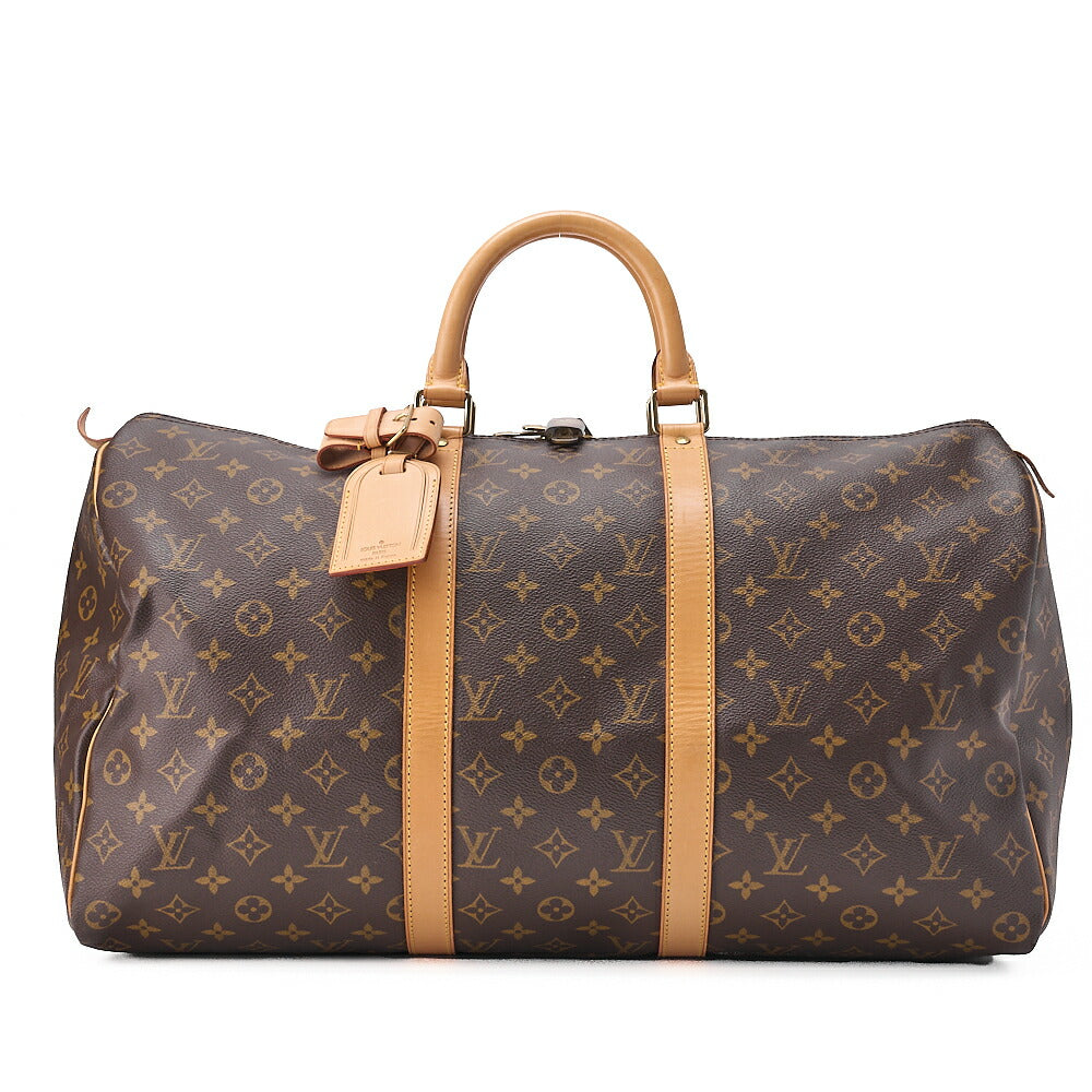LOUIS VUITTON Louis Vuitton Monogram Keepol Handi?re 50 Boston Bag M41416 Brown Gold-Tone Hardware, Pre-Owned