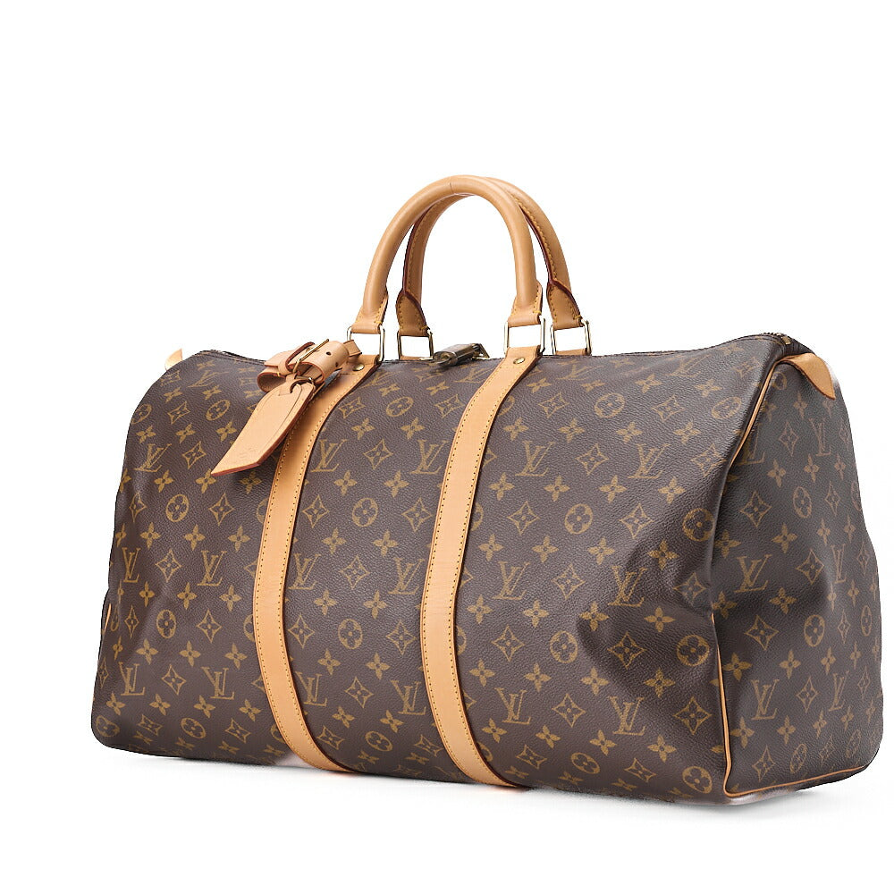 LOUIS VUITTON Louis Vuitton Monogram Keepol Handi?re 50 Boston Bag M41416 Brown Gold-Tone Hardware, Pre-Owned