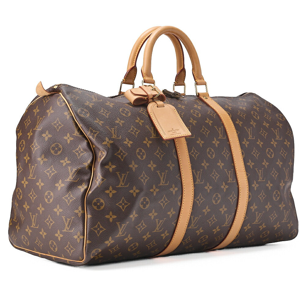 LOUIS VUITTON Louis Vuitton Monogram Keepol Handi?re 50 Boston Bag M41416 Brown Gold-Tone Hardware, Pre-Owned