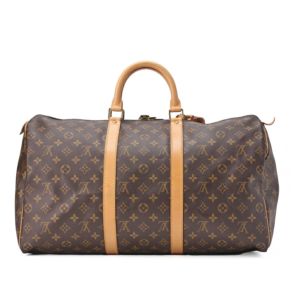 LOUIS VUITTON Louis Vuitton Monogram Keepol Handi?re 50 Boston Bag M41416 Brown Gold-Tone Hardware, Pre-Owned