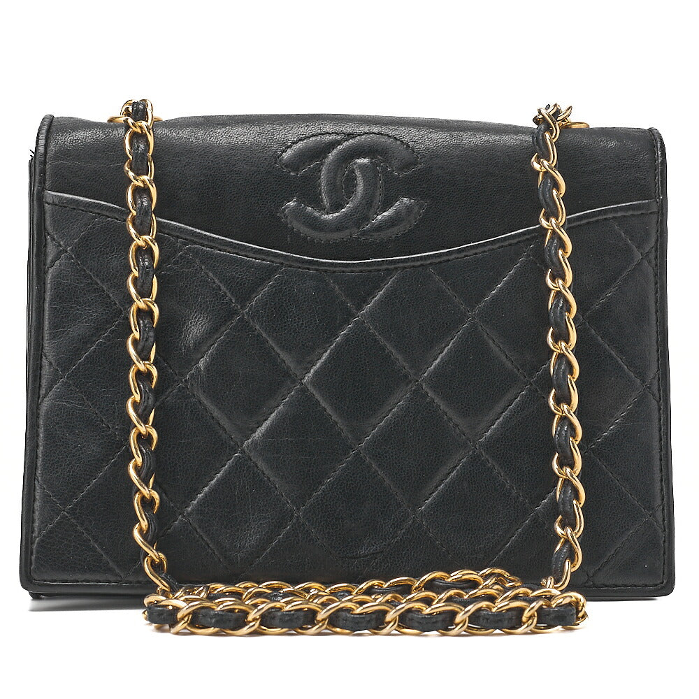 CHANEL Matelasse Full Flap Magnetic Lock Lambskin Black Coco Mark Gold-Tone Hardware, Pre-Owned