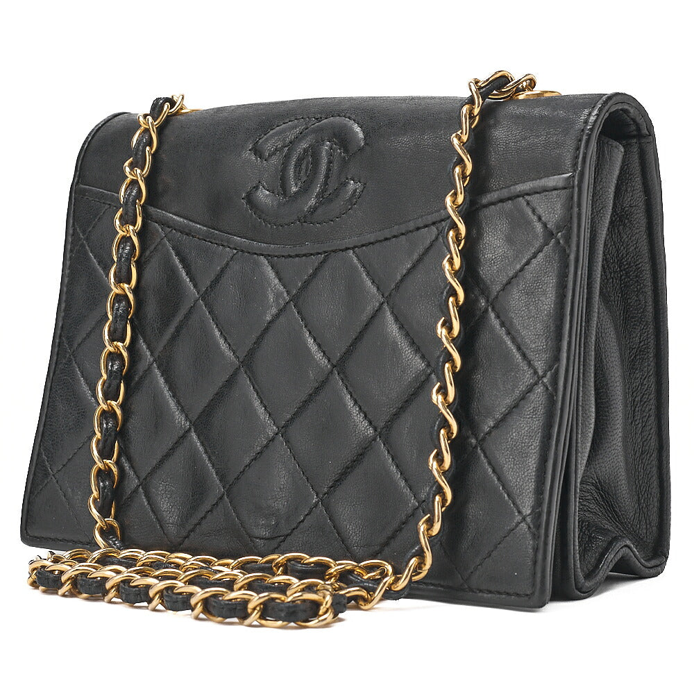 CHANEL Matelasse Full Flap Magnetic Lock Lambskin Black Coco Mark Gold-Tone Hardware, Pre-Owned