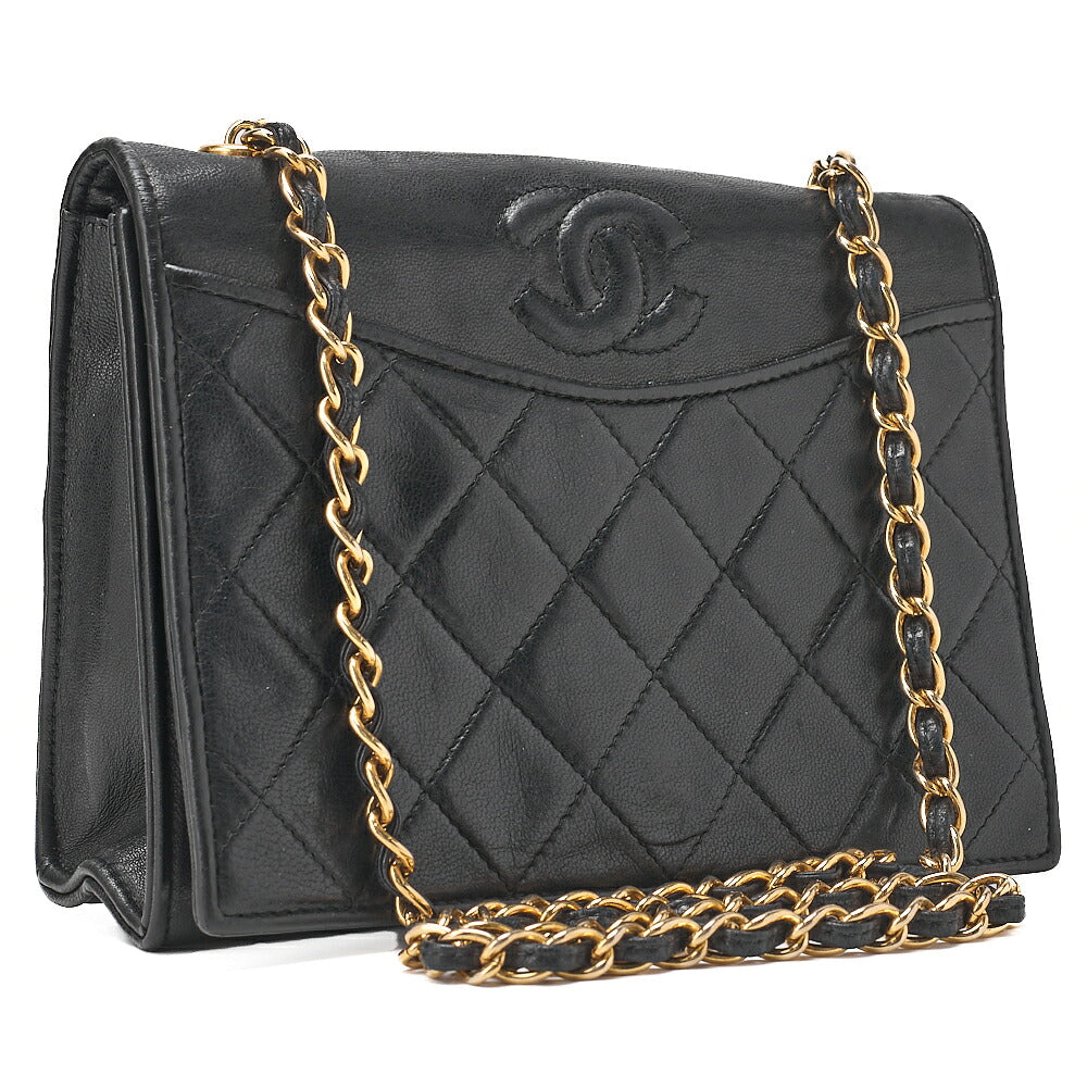 CHANEL Matelasse Full Flap Magnetic Lock Lambskin Black Coco Mark Gold-Tone Hardware, Pre-Owned