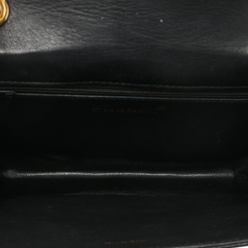 CHANEL Matelasse Full Flap Magnetic Lock Lambskin Black Coco Mark Gold-Tone Hardware, Pre-Owned