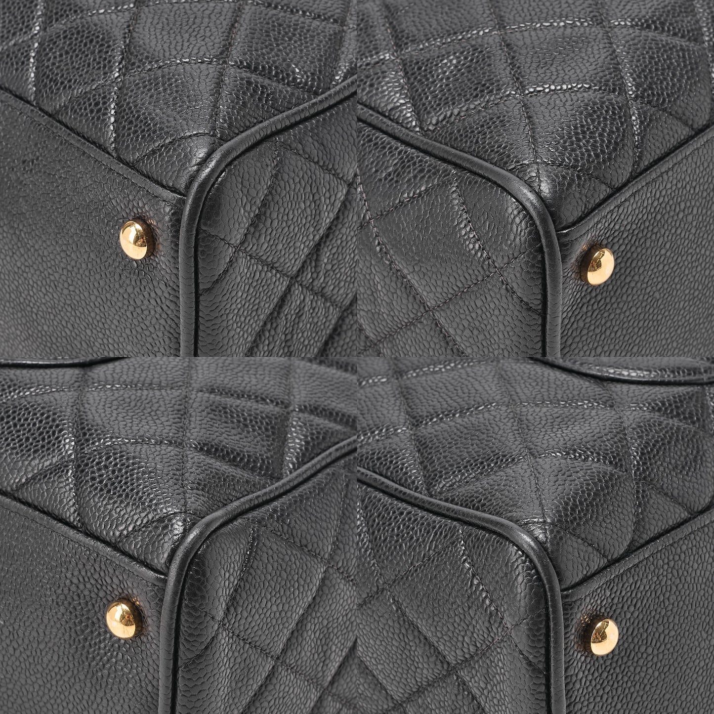 CHANEL Handbag Boston Bag Caviar Skin Matelasse Cocomark Black Gold-Tone Hardware, Pre-Owned