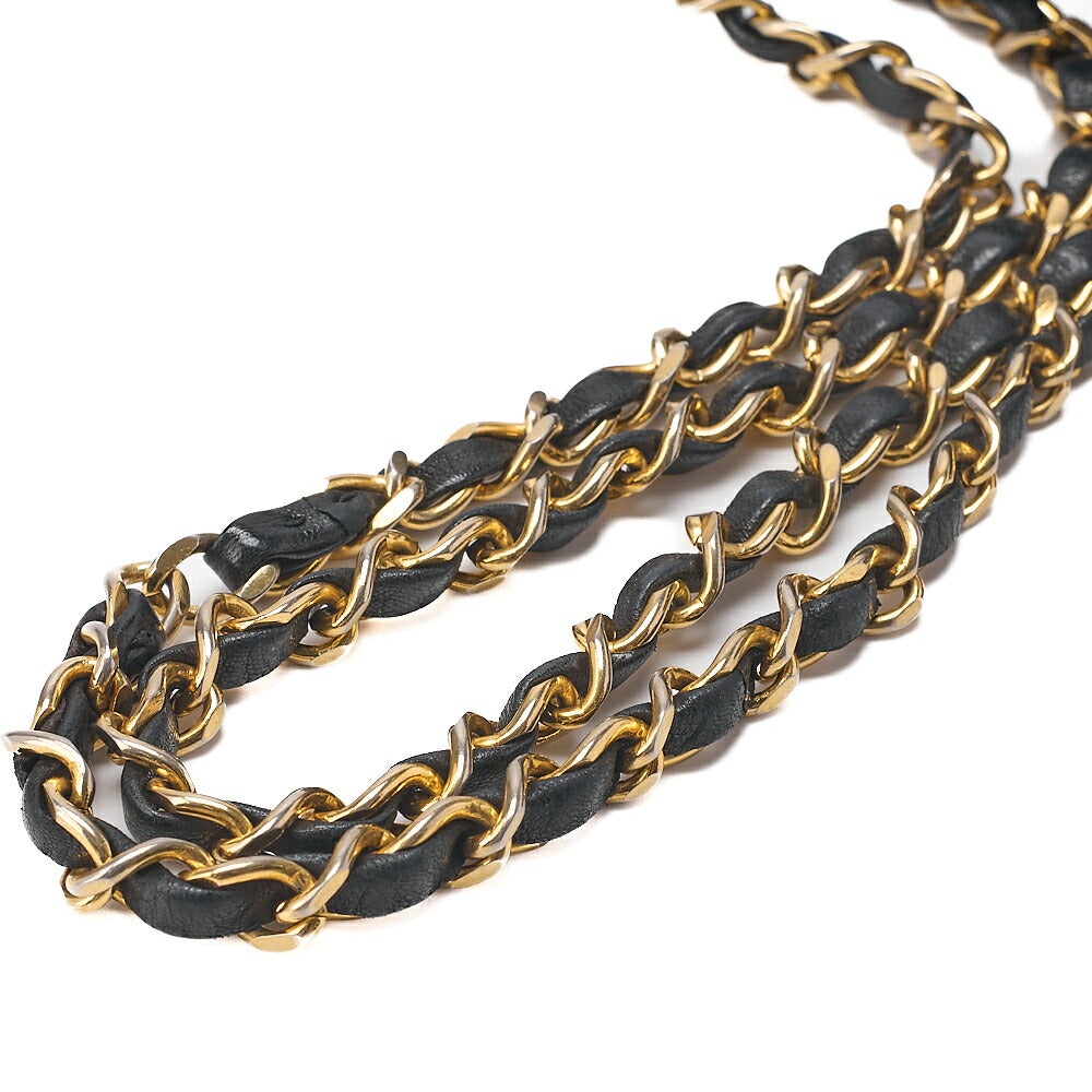 CHANEL Chain Shoulder Bag Matelasse 23cm Double Flap Lambskin Black Gold-Tone Hardware, Pre-Owned