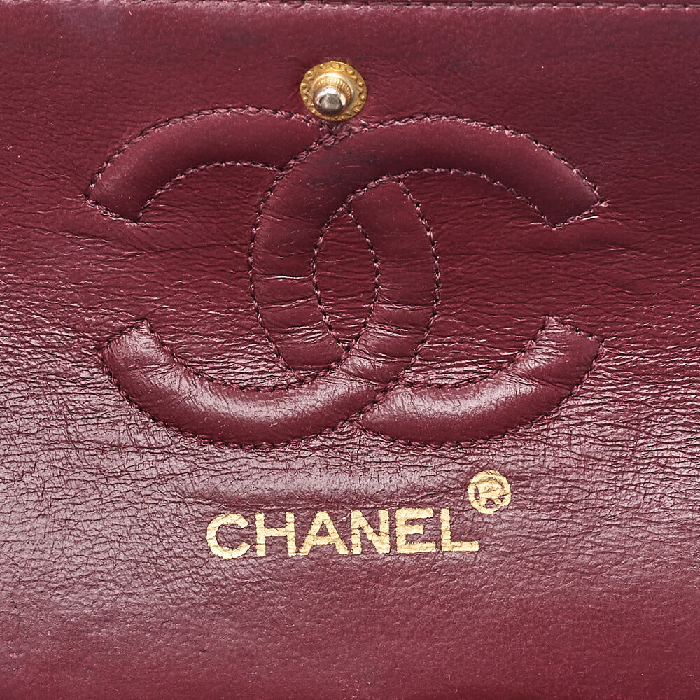 CHANEL Chain Shoulder Bag Matelasse 23cm Double Flap Lambskin Black Gold-Tone Hardware, Pre-Owned